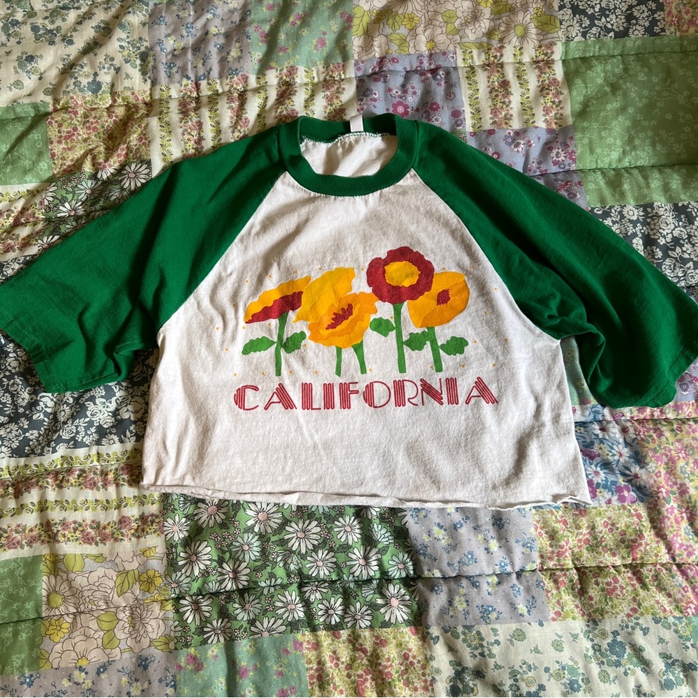California poppy baseball tshirt cropped